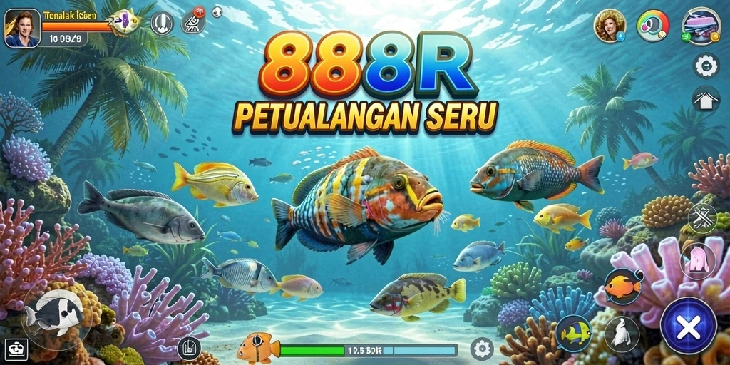 Screenshot gameplay 888R menampilkan aksi seru Tembak Ikan.