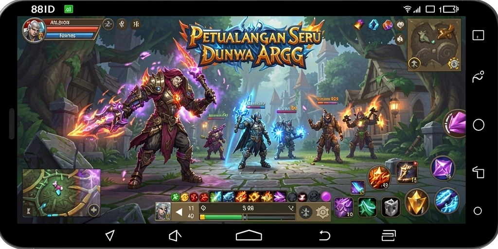 Tampilan aksi seru dalam game ARPG 88ID dengan karakter berjuang.