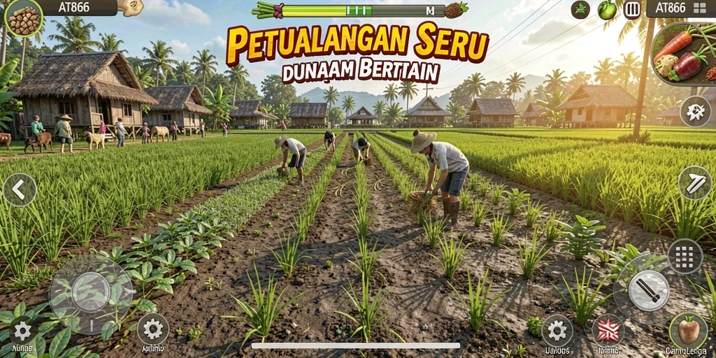 Tampilan gameplay AT866 yang menarik dengan aktivitas bertani seru.