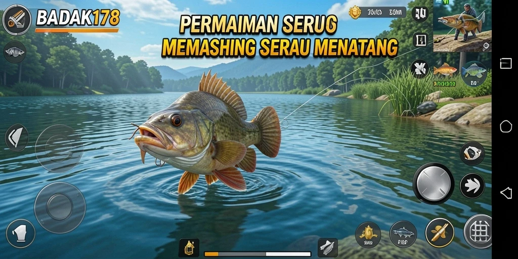 Tampilan gameplay BADAK178 dengan aksi memancing yang mendebarkan.