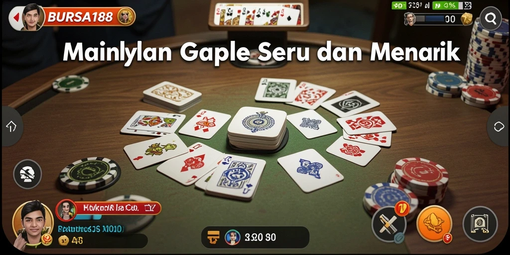 Tampilan layar utama BURSA188 menampilkan suasana bermain Gaple yang seru.