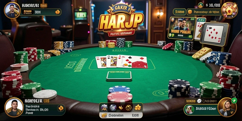 Tampilan gameplay poker yang seru di HARAPJP.