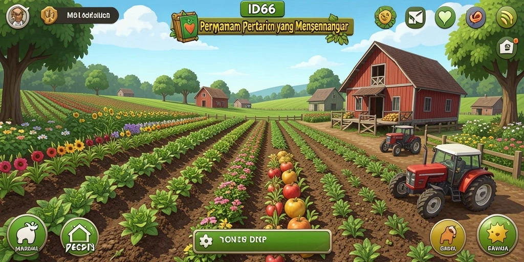 Tampilan gameplay menarik ID66 dengan suasana pertanian yang alami.