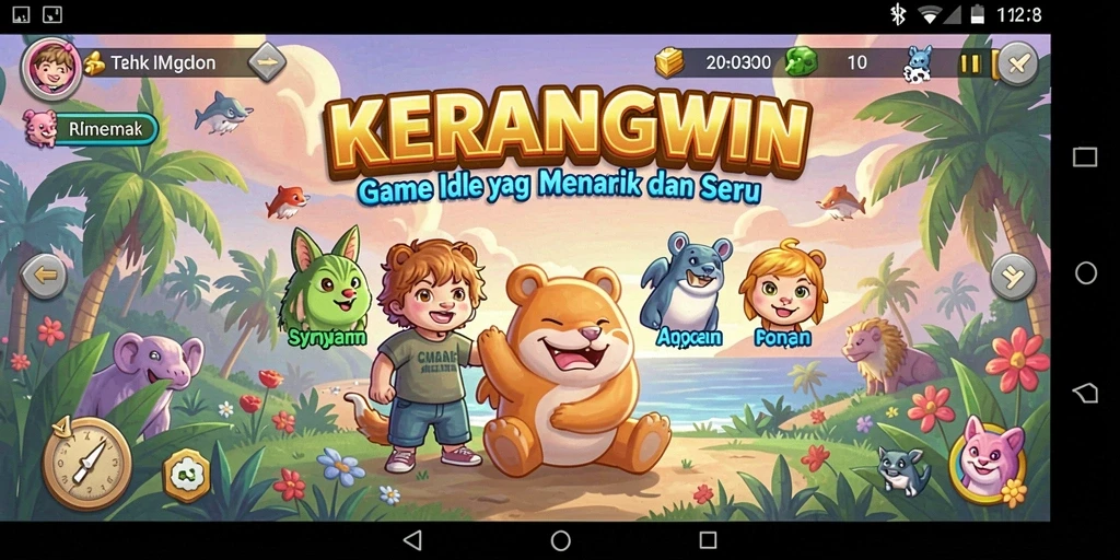 Screenshot gameplay KERANGWIN menampilkan aksi mengumpulkan kerang yang menarik.