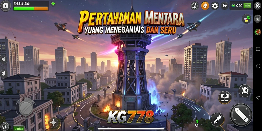 Tampilan gameplay KG778 yang intens dalam Tower Defense.