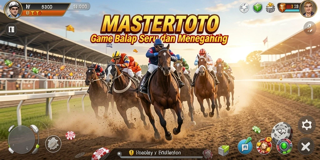 Screenshot gameplay balap MASTERTOTO dengan kendaraan beraksi.