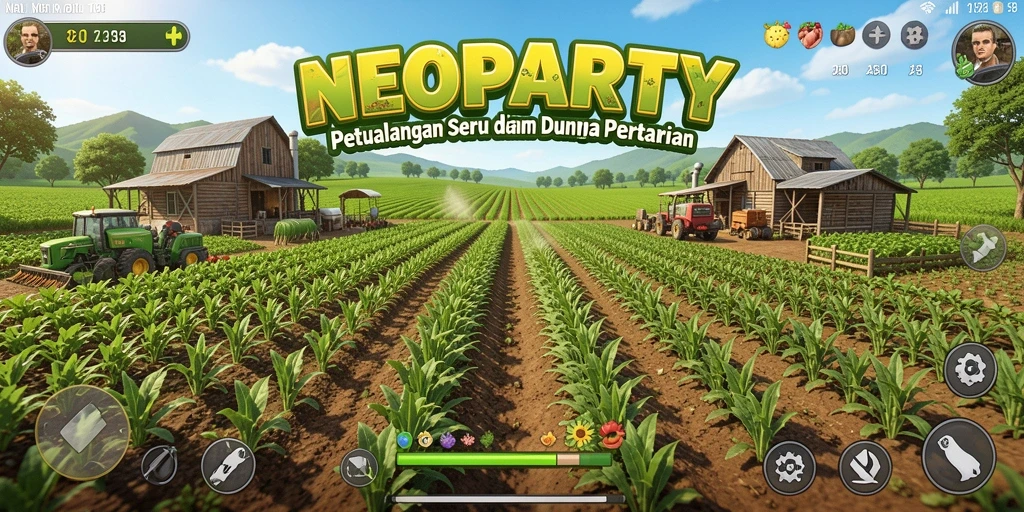 Gameplay seru NEOPARTY dengan aktivitas bertani yang menarik.