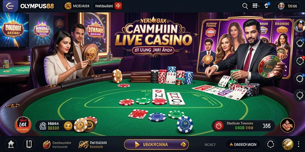 Screenshot OLYMPUS88 menampilkan gameplay Live Casino yang menarik dan interaktif.