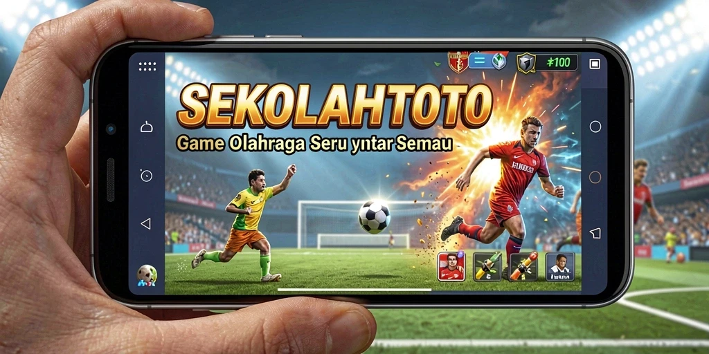Screenshot gameplay <strong>SEKOLAHTOTO</strong> menampilkan aksi seru para atlet virtual.