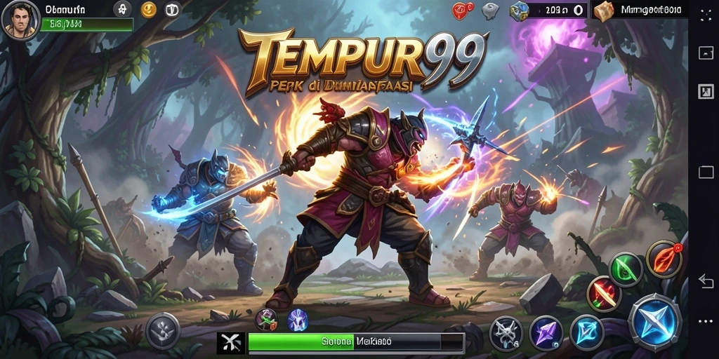 Screenshot gameplay TEMPUR99 menampilkan aksi pertempuran yang menegangkan.