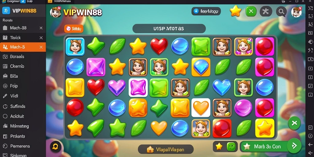 Tangkapan layar gameplay <strong>VIPWIN88</strong> menampilkan aksi mencocokkan permata yang seru.