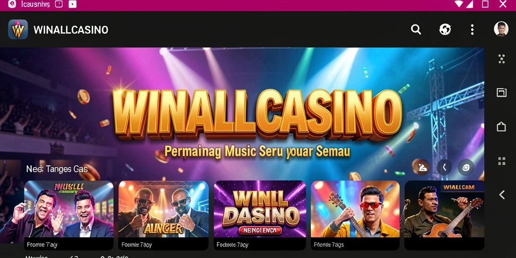 Screenshot gameplay WINALLCASINO menampilkan aksi seru musik.